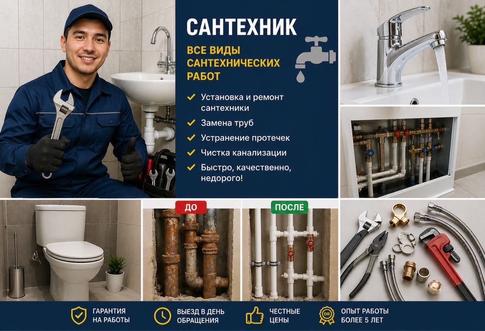 Сантехник Шымкент | Жылдам әрі сапалы қызмет