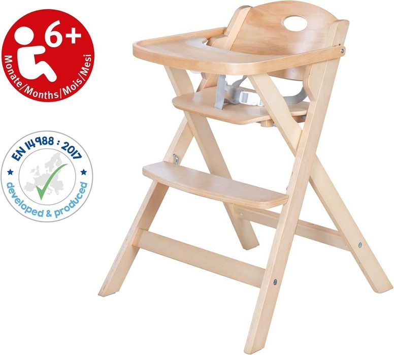 Scaun de masă pentru copii Roba, pliabil ,lemn natural