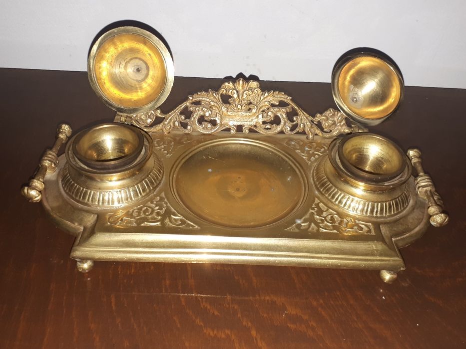 Călimară, bronz ,veche,completă