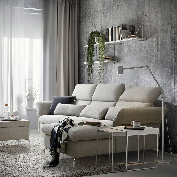 Canapea FAMMARP 3 locuri cu şezlong, stanga metal/Viarp bej/maro