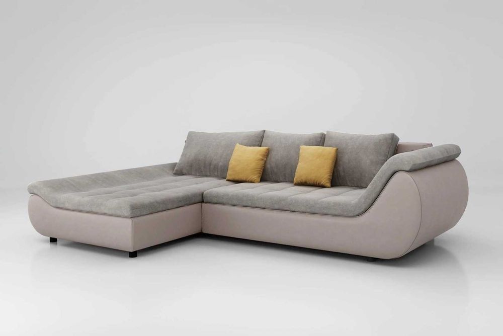 Colțar extensibil Prato, pe stânga, gri, alb