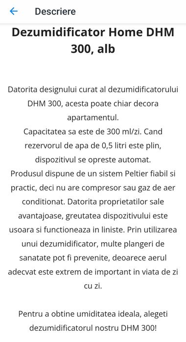 Dezumidificator DHM 300 home