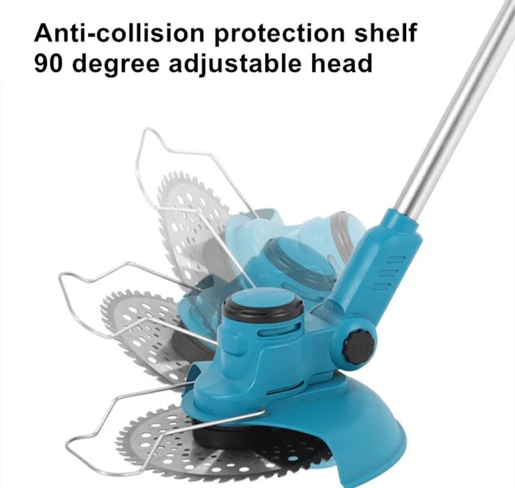 Акумулаторен тример за трева-храсторез с добавени колела и 2 батерии