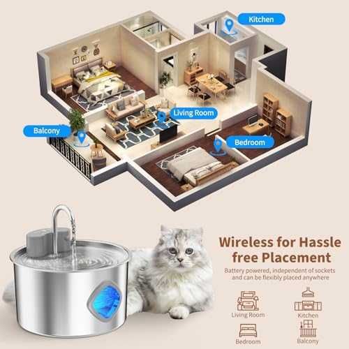 Нов Батериен фонтан за вода котка 3.2L инокс 304 3 режима 2 филтъра