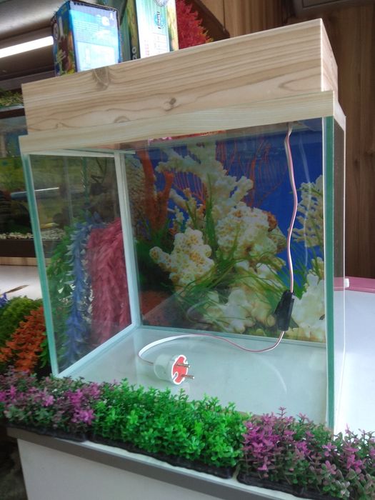 Аквариум с крышкой и лампой