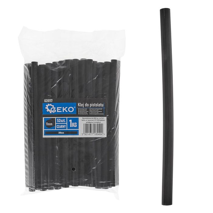 Комплект 52 черни силиконови пръчки, 11x200 мм geko