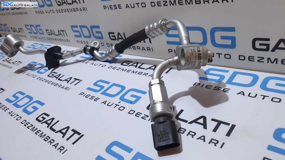 Furtun Conducta Compresor Radiator AC Aer Conditionat Clima cu Senzor Presiune Audi Q7 3.0 TDI 2007 - 2015 Cod 7L6820741G 1J0959126