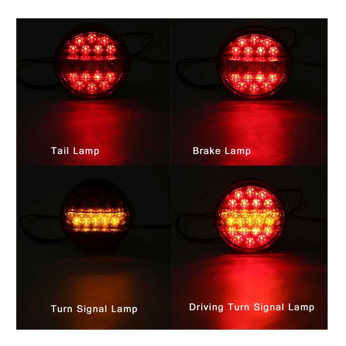 2 Броя LED Кръгли Стопове T459 3 Светлини Ф14см 12V/24V Водоустойчиви