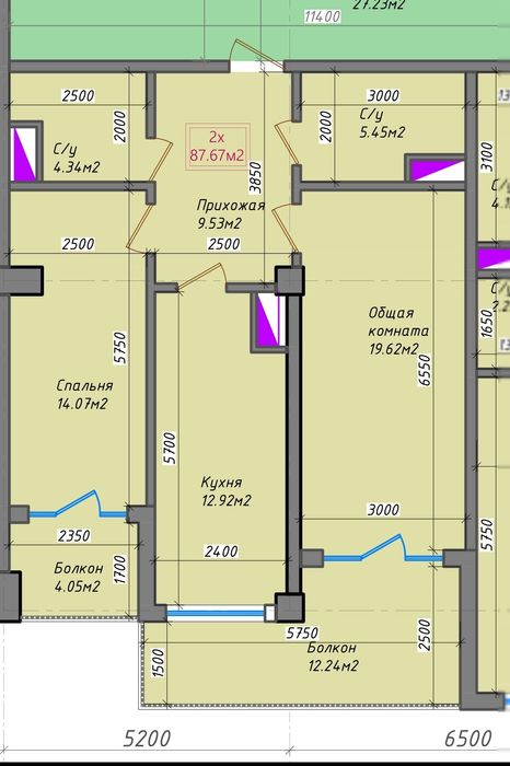 Алгоритм 31 квартал 3х комнатная новостройка ЖК Кушон 88м2