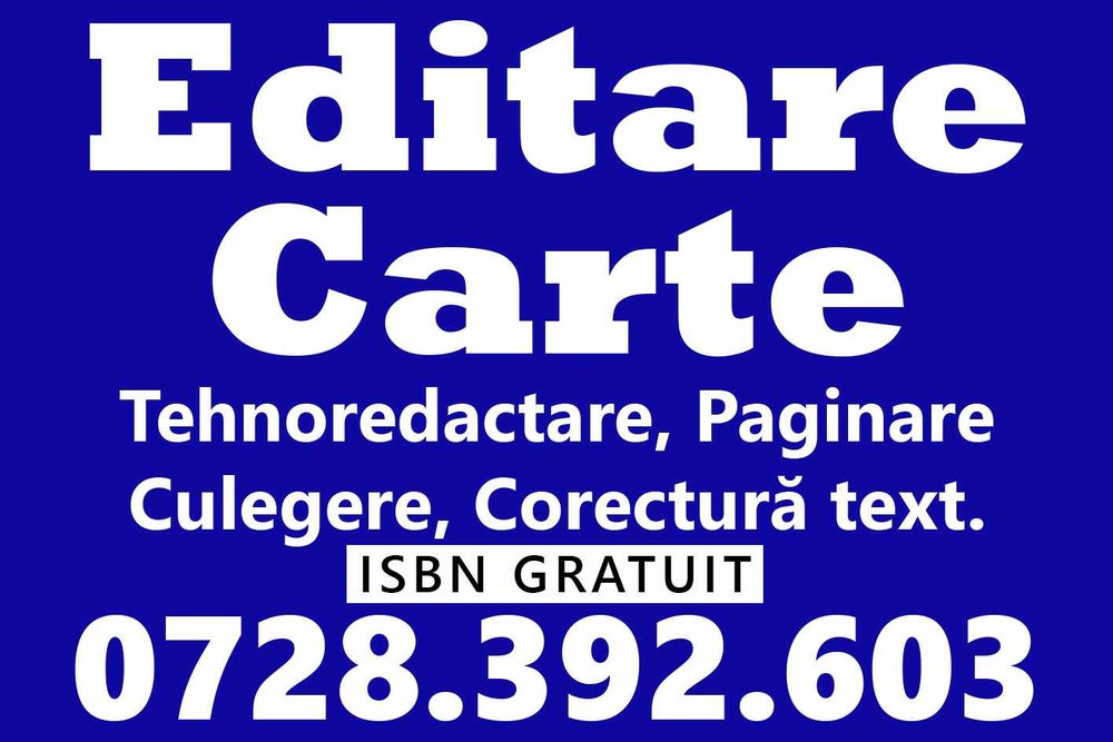 Tehnoredactare, Editare Carte | 3 lei/pag. | Gata de Tipar | ISBN |