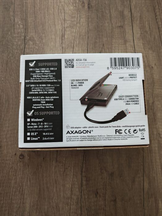 Vând Adaptor / Rack Extern USB 3.0 pentru HDD/SSD 2.5" AXAGON + Carcasă protecție