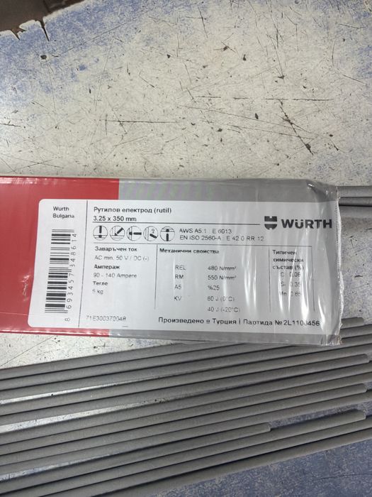 Електроди wurth рутилов ф2,5ммх350мм din338-HSS
