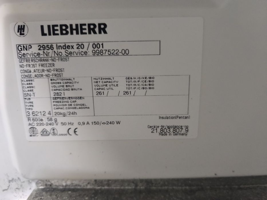 Фризер Liebherr GNP 2956 - 282 литра. NoFrost Клас А+