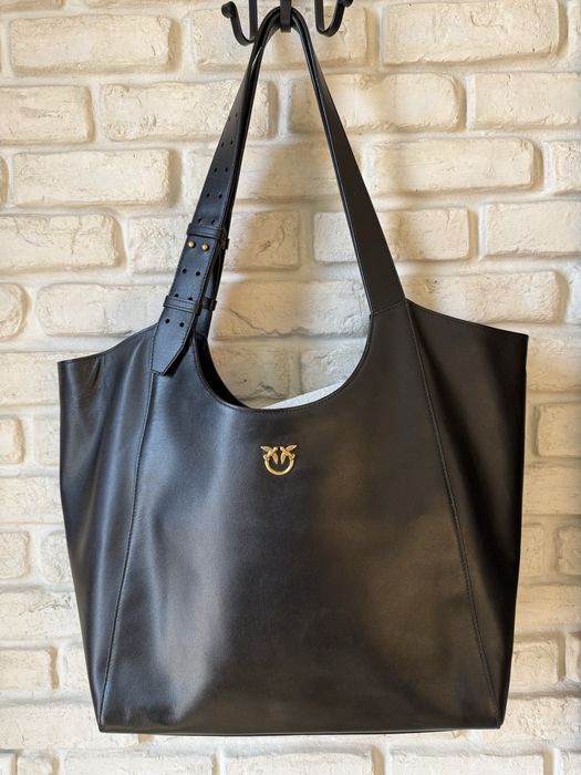 Чанта Pinko Tote Classic Belt Nero - Antique Gold