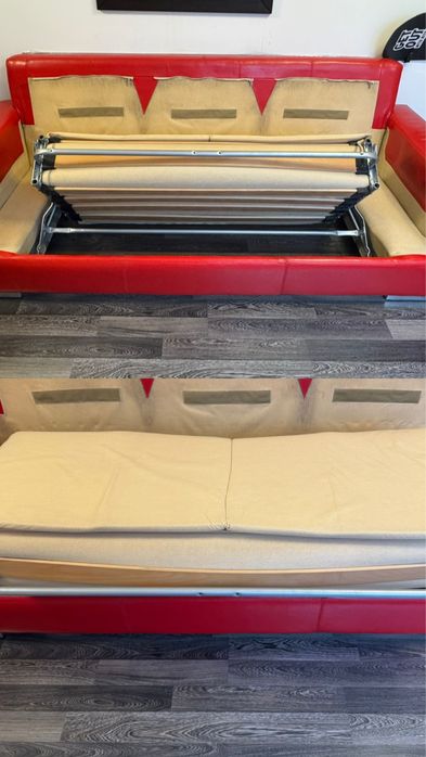 Canapea Extensibila piele naturala, fotolii, tabureti, masuta, perne