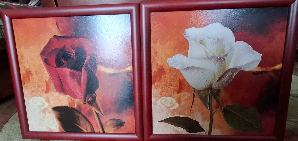 Set 2 tablouri decorative cu trandafiri – înrămate