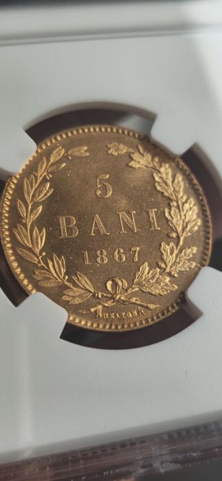 5 bani 1867 MS67 TOP POP