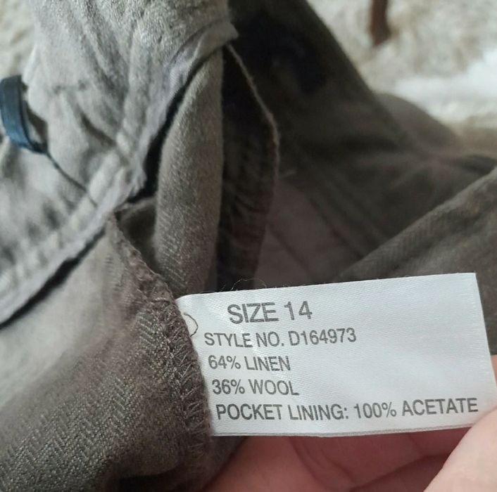 Pantaloni dama In Linea,maro din in si lana L