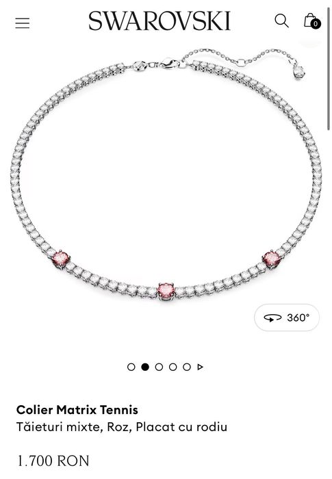 Colier Swarovski matrix tennis pietre roz model nou