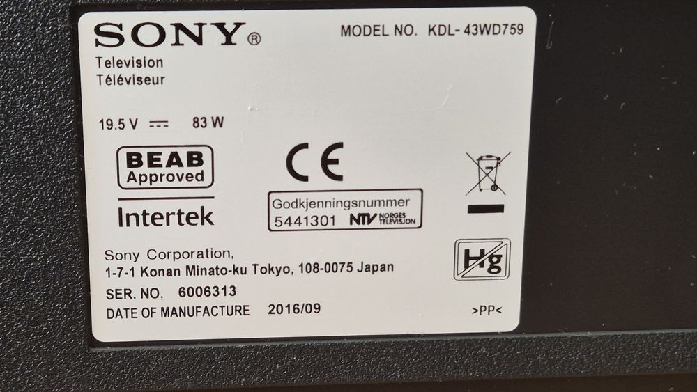 Sony KDL-43WD759 Full HD, Smart, WiFi, LED