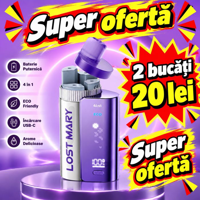 Vape Lost Mary 3200 Puffs 4 in 1 Pachet 2 bucati