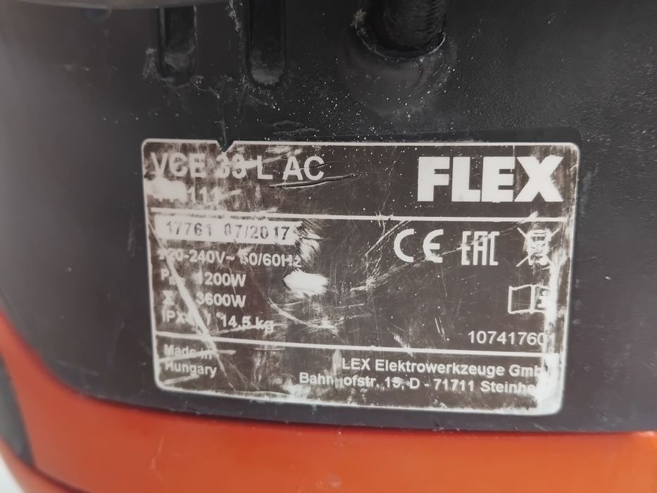 Flex vcl 33 ac Прахосмукачка със Контакт/Тупалка Сухо Мокро Строителство