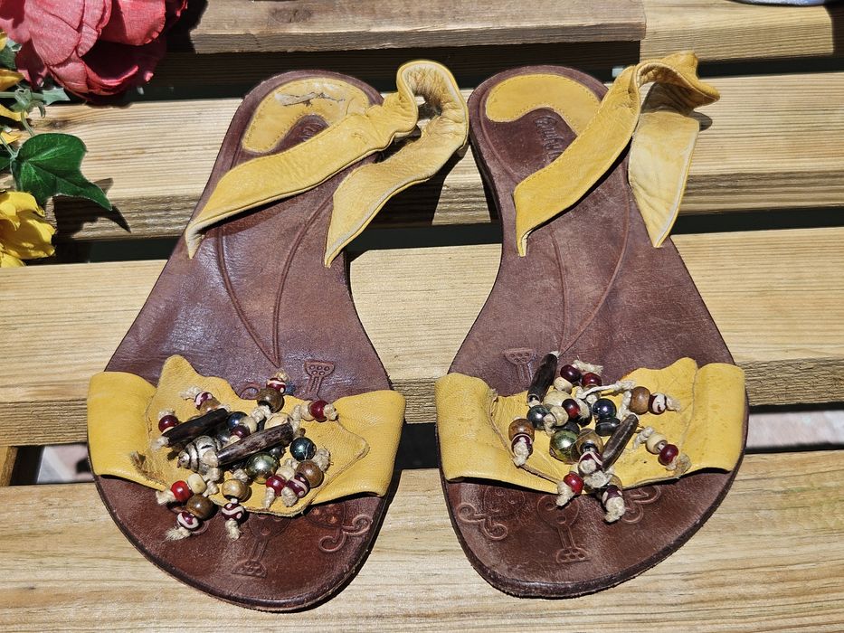 Why Not жълти сандали от кожа N41