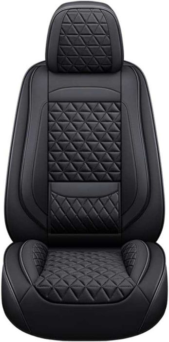 Луксозна универсална кожена тапицерия с лумбална опора за предни и задни седалки, черна