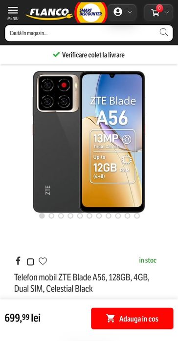 ZTE bladde A 56 sigilat, garanție 2 ani