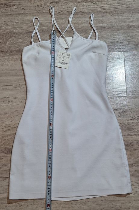 Rochie albă mini Zara, mărimea S, cu bretele subțiri