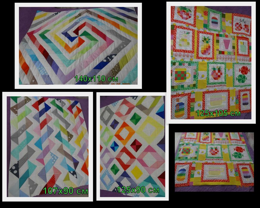 Нежное,  легкое детское одеяло, сшитое вручную в стиле пэчворк (3 шт)