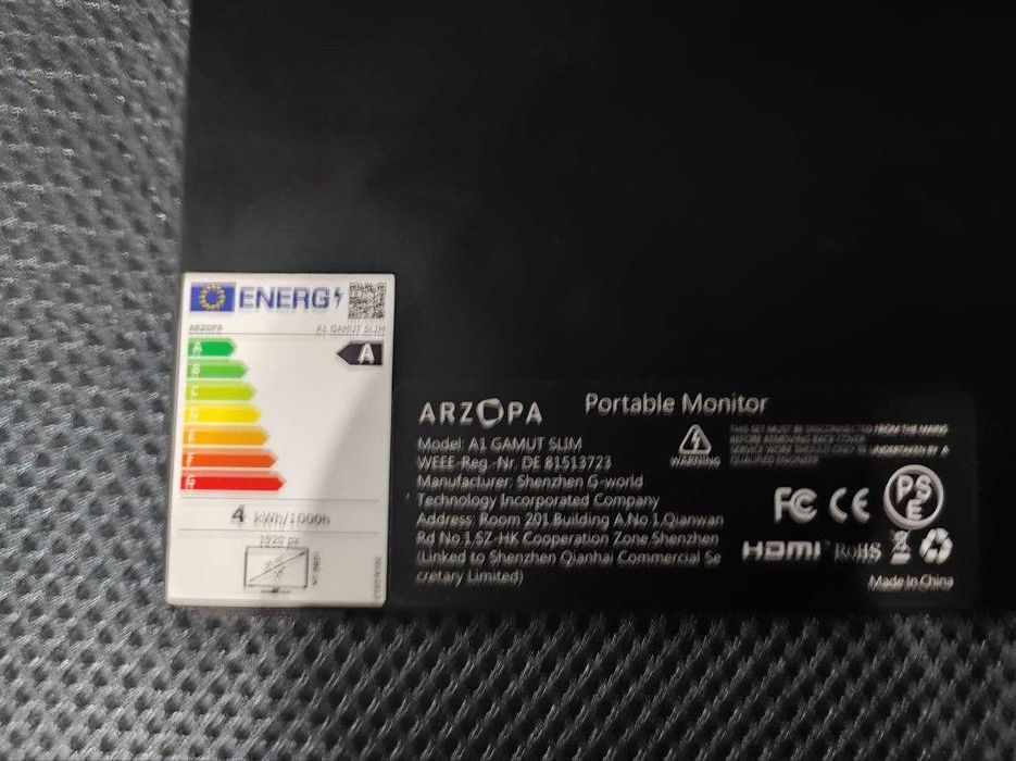 Продавам преносим монитор Arzopa 14" A1 Slim