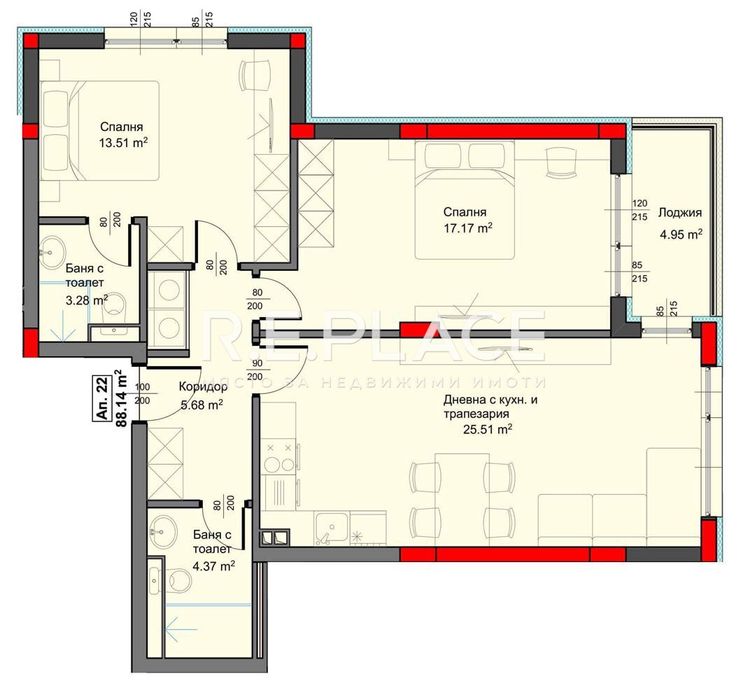 Продава се Тристаен апартамент в Варна, Аспарухово - 89 кв.м за 1452 €/кв.м - Снимка #1