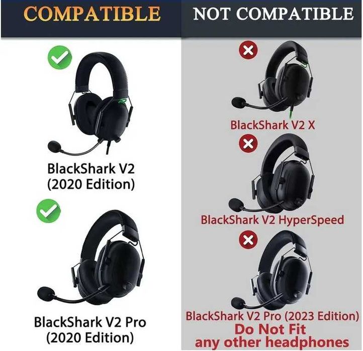 Set 2 bureti pentru casti Razer BlackShark V2 SE, USB, Pro (2020-2022)