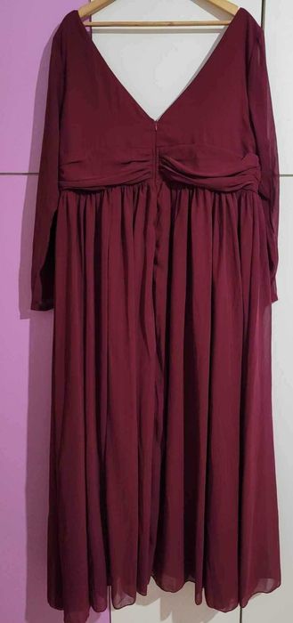 Rochie din voal,  dublată, maneci transparente, marime 52EU