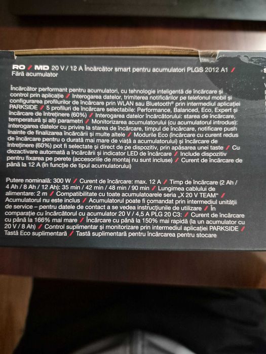 Incarcator Smart pt acumulatori 20V Parkside Performance PLGS 2012 A1