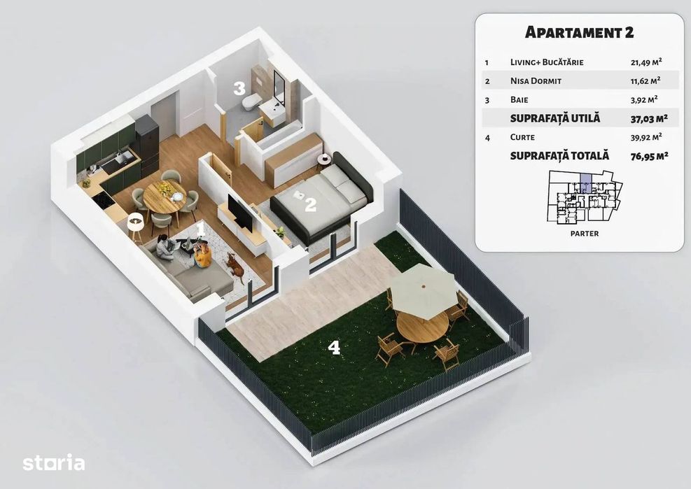 Ilioara4View Faza 2 Studio Dublu Grădină 40 mp