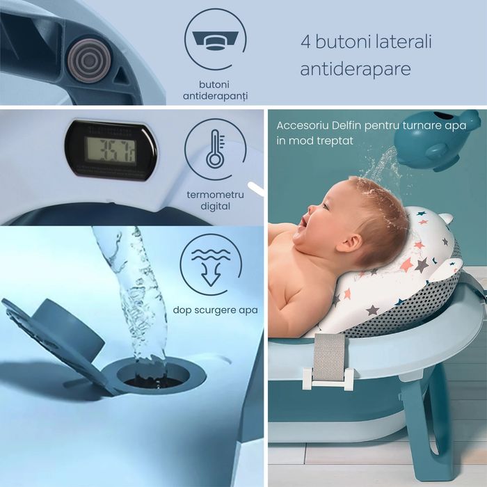Cadita bebe cu termometru si pernita