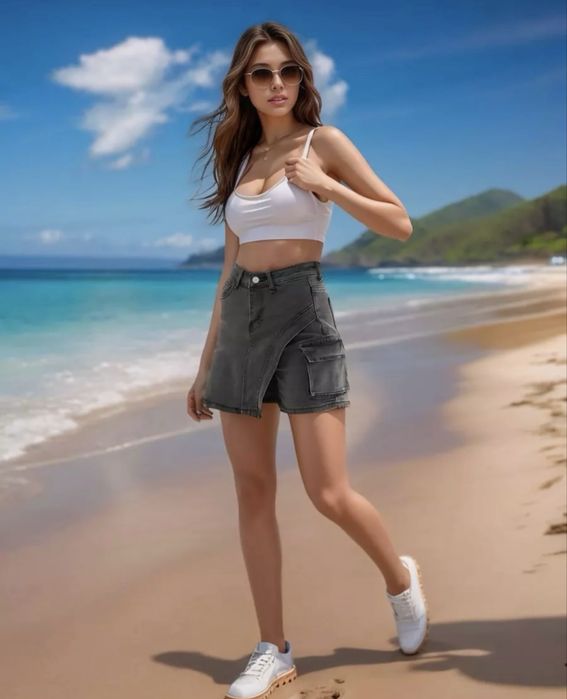 Джинсовые шорты-юбка