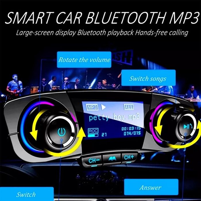 Modulator FM auto bluetooth LED