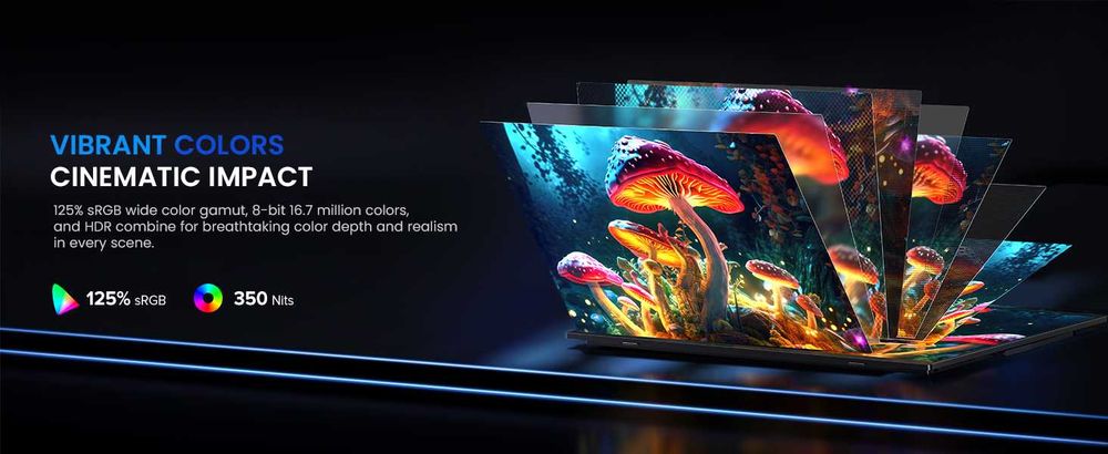 Портативный монитор UPERFECT 15.6" FullHD 1080P IPS 125% sRGB Черный