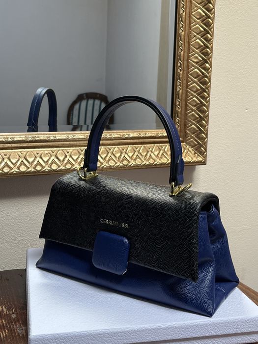 Cerruti 1881, Italy, geantă "top handle", crossbody, piele naturală