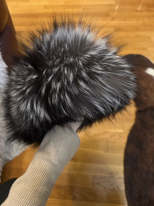 Caciula blana vulpe 100%naturala