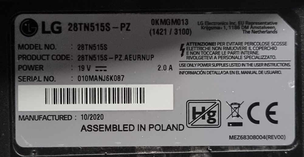 SMART Телевизор / LG - 28" - FULLHD , HDR10 , YouTube , Netflix