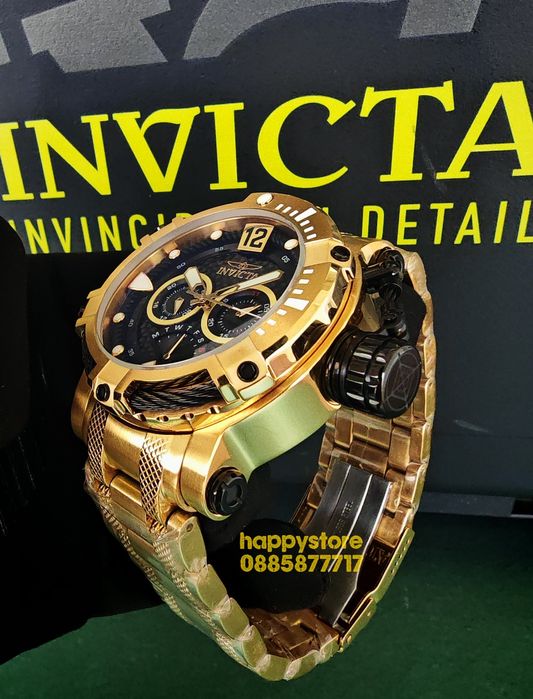 часовник INVICTA Bolt Men Gold and Black 52 mm, Инвикта нов