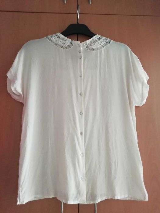 Нежна дамска блуза ZARA WOMAN, екрю, с дантела, размер М
