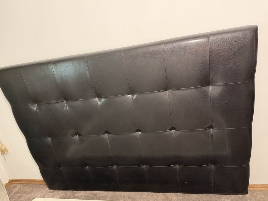 Tăblie din piele naturală Mobexpert + cadru de pat IKEA 160×200