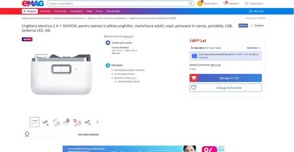 Unghiera electrica 2in1 pt taierea + pilire unghii, REDUS de la 149RON