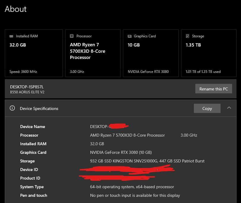 PC Gaming Ryzen 7 5700X3D RTX 3080 32GB RAM 1.5TB SSD
