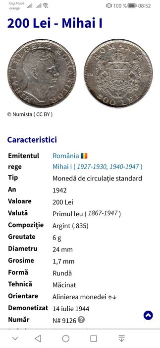 Vând  4 monede vechi de argint